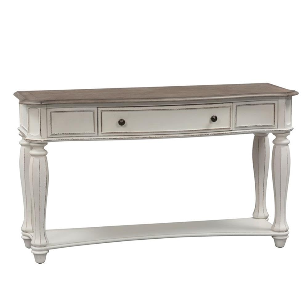 Antique White Wood Console Table with 1 Drawer & 1 Shelf Q4141