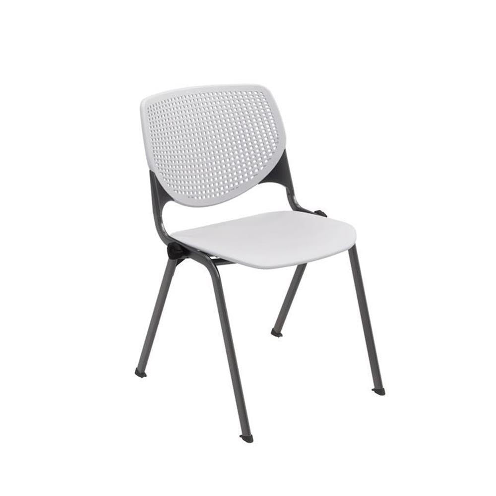 Light Grey Plastic Stack Chair with Black Steel Frame T87716