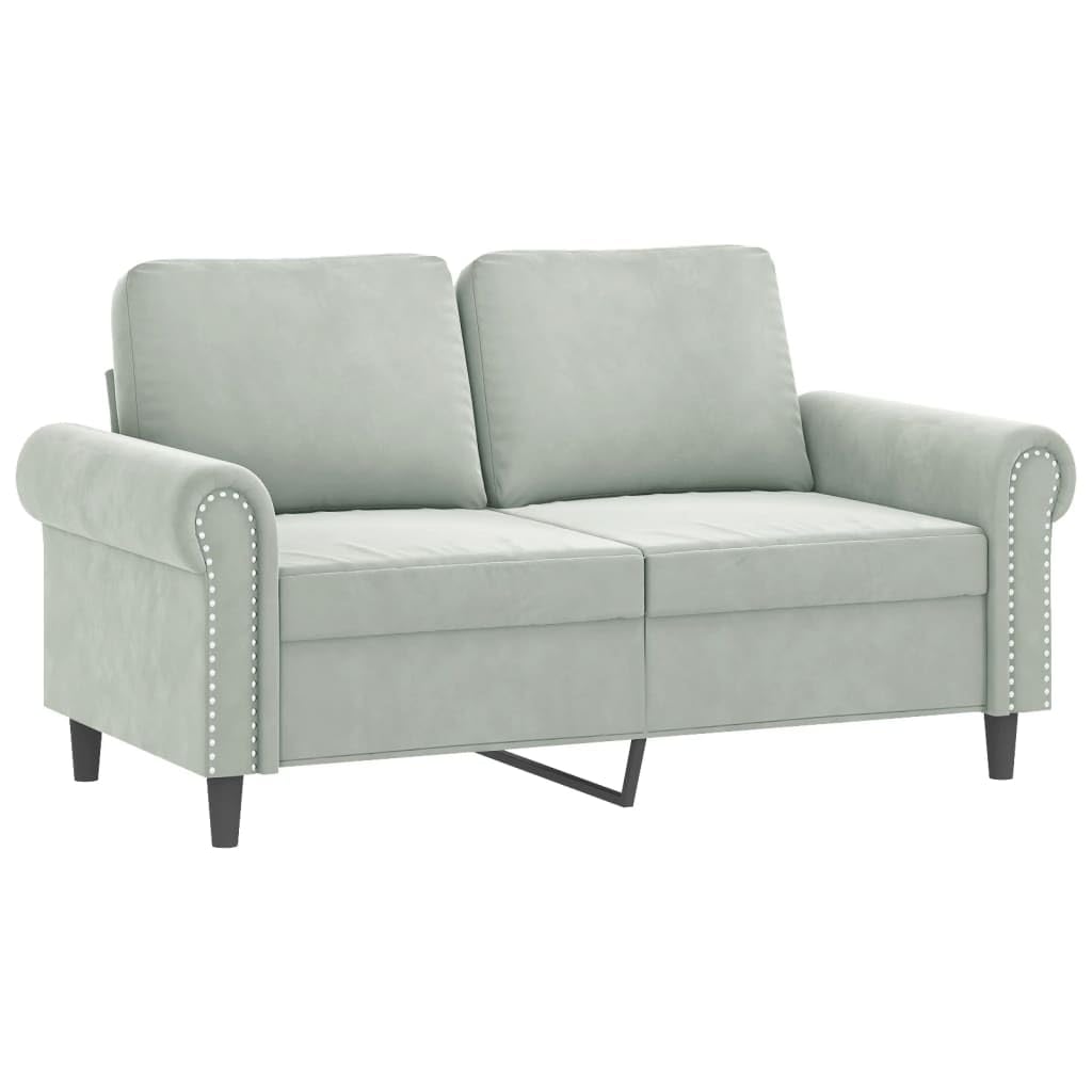Light Gray Velvet 2 Piece Sofa Set E8652