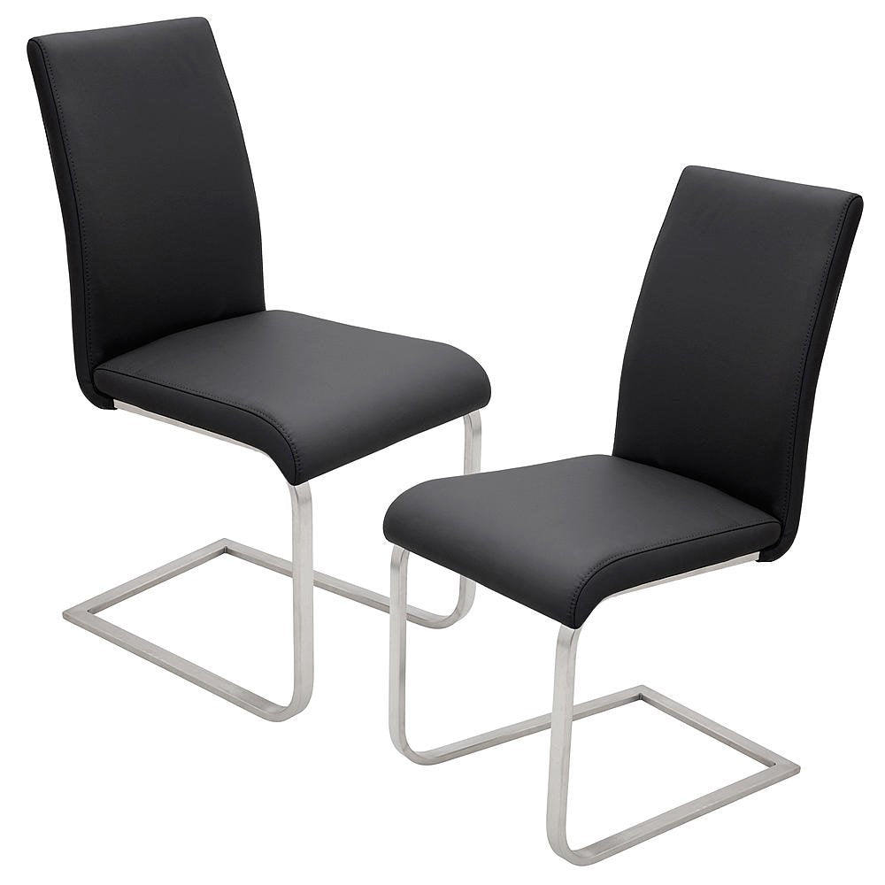 Black Faux Leather Dining Chairs Set of 2 T35864