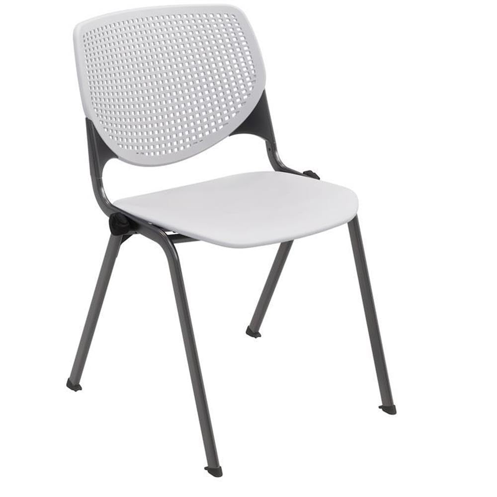 Light Grey Plastic Stack Chair with Black Steel Frame T87716