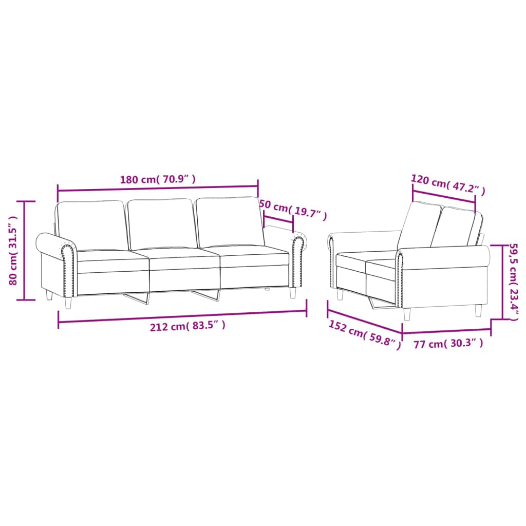 Light Gray Velvet 2 Piece Sofa Set E8652