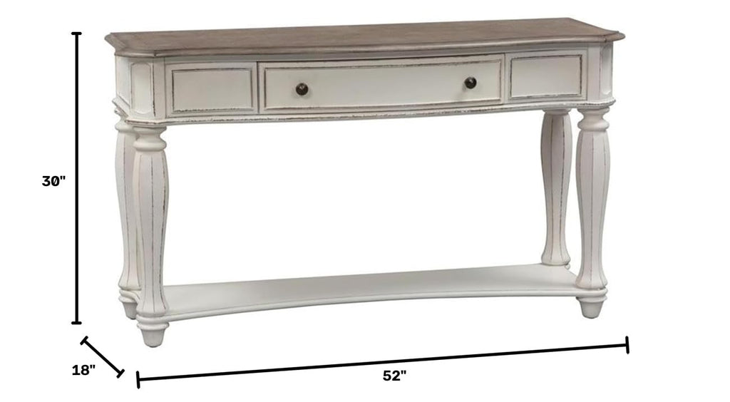 Antique White Wood Console Table with 1 Drawer & 1 Shelf Q4141