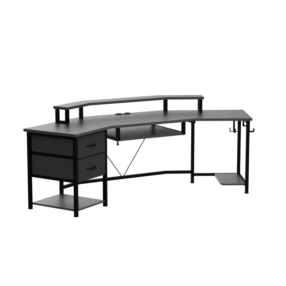 79" Gaming Desk with Fabric Drawers Storage F663