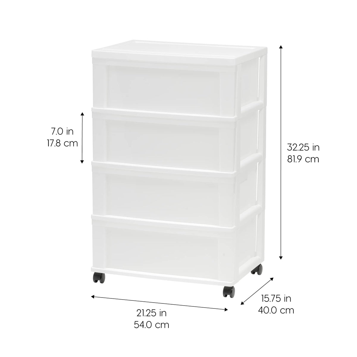 4 Drawer White Storage Cart with Wheels G608