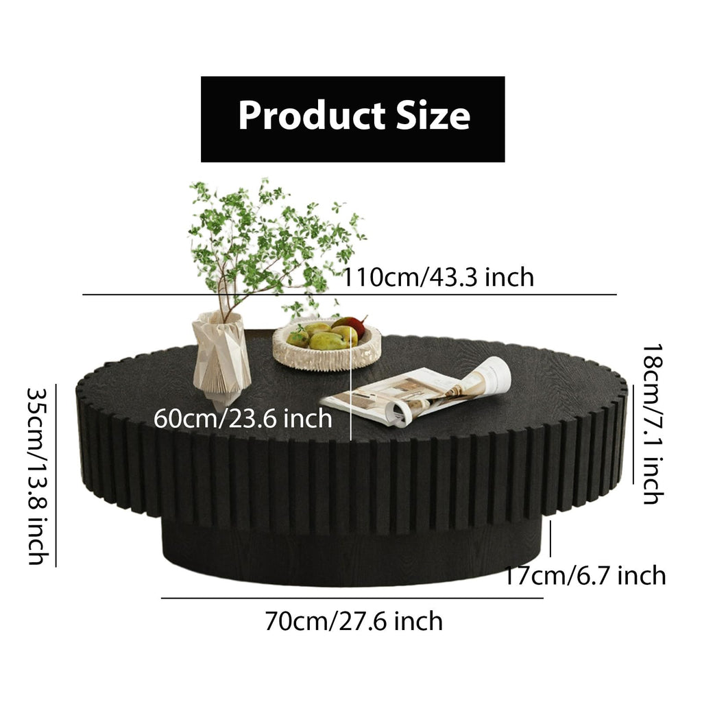 Black Oval Fluted Coffee Table A275033