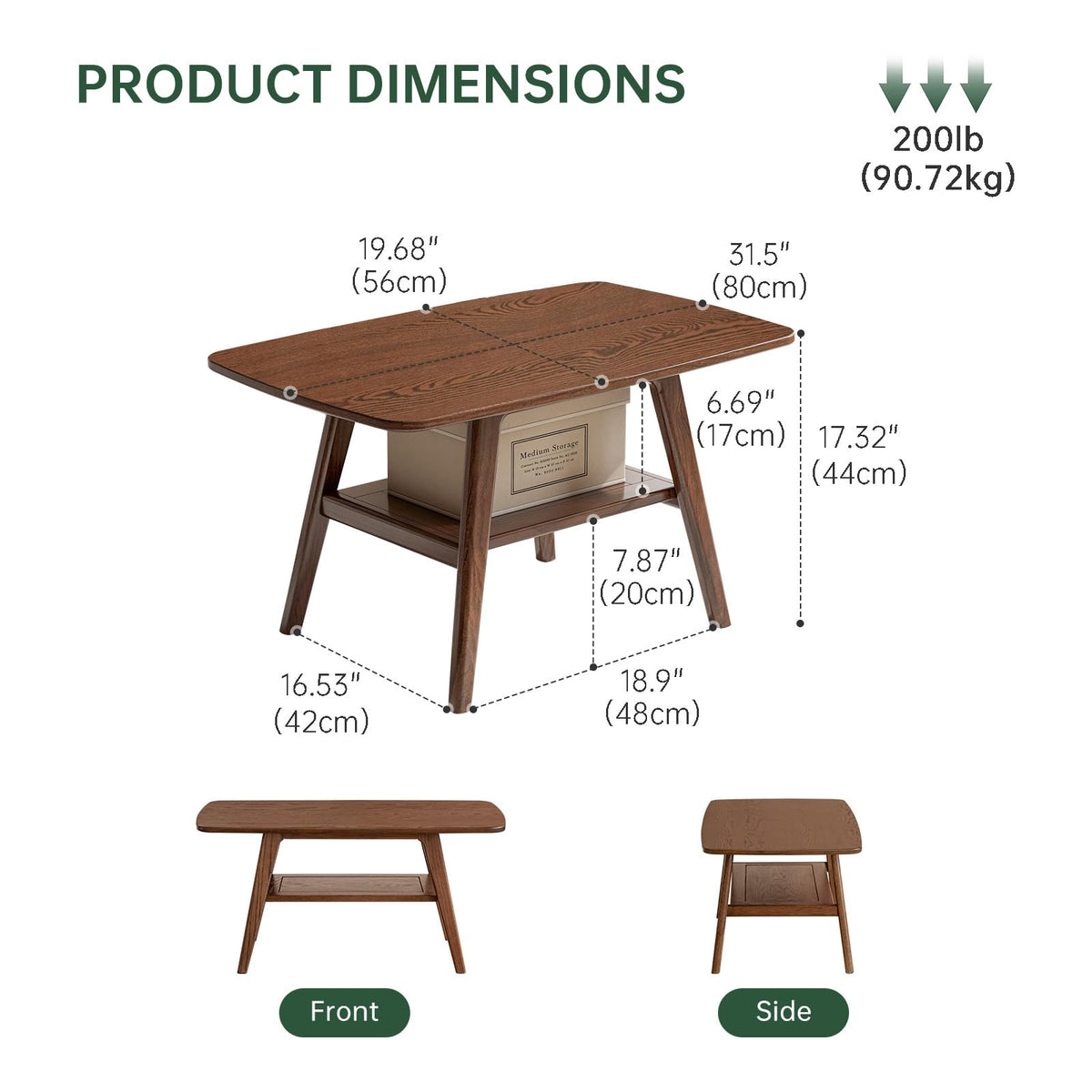 Solid Oak Coffee Table with Storage Shelf U51106