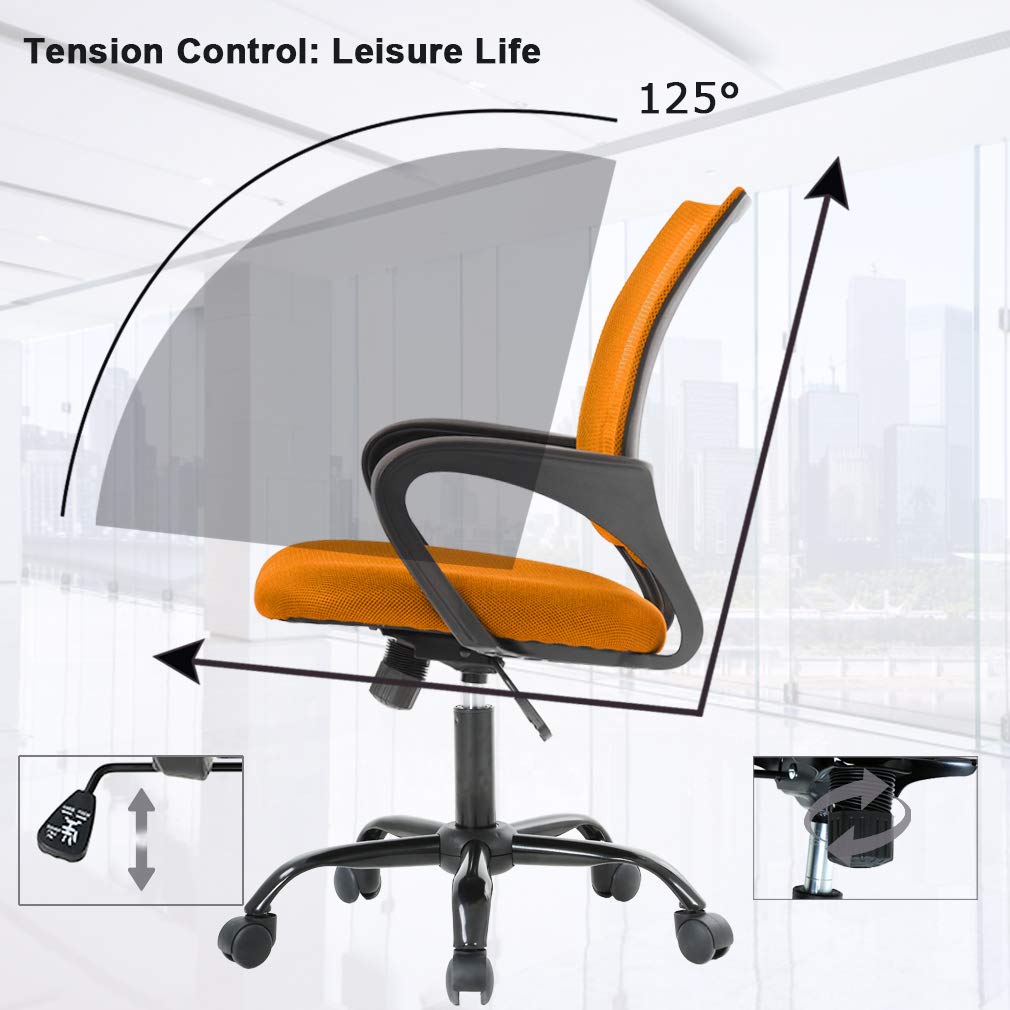 Orange Mesh Office Chair with Lumbar Support P74990