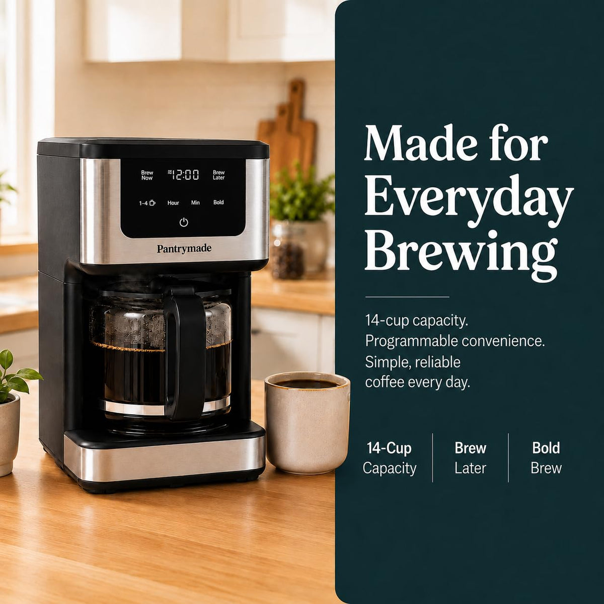 14-Cup Programmable Drip Coffee Maker with Glass Carafe, Black R801257