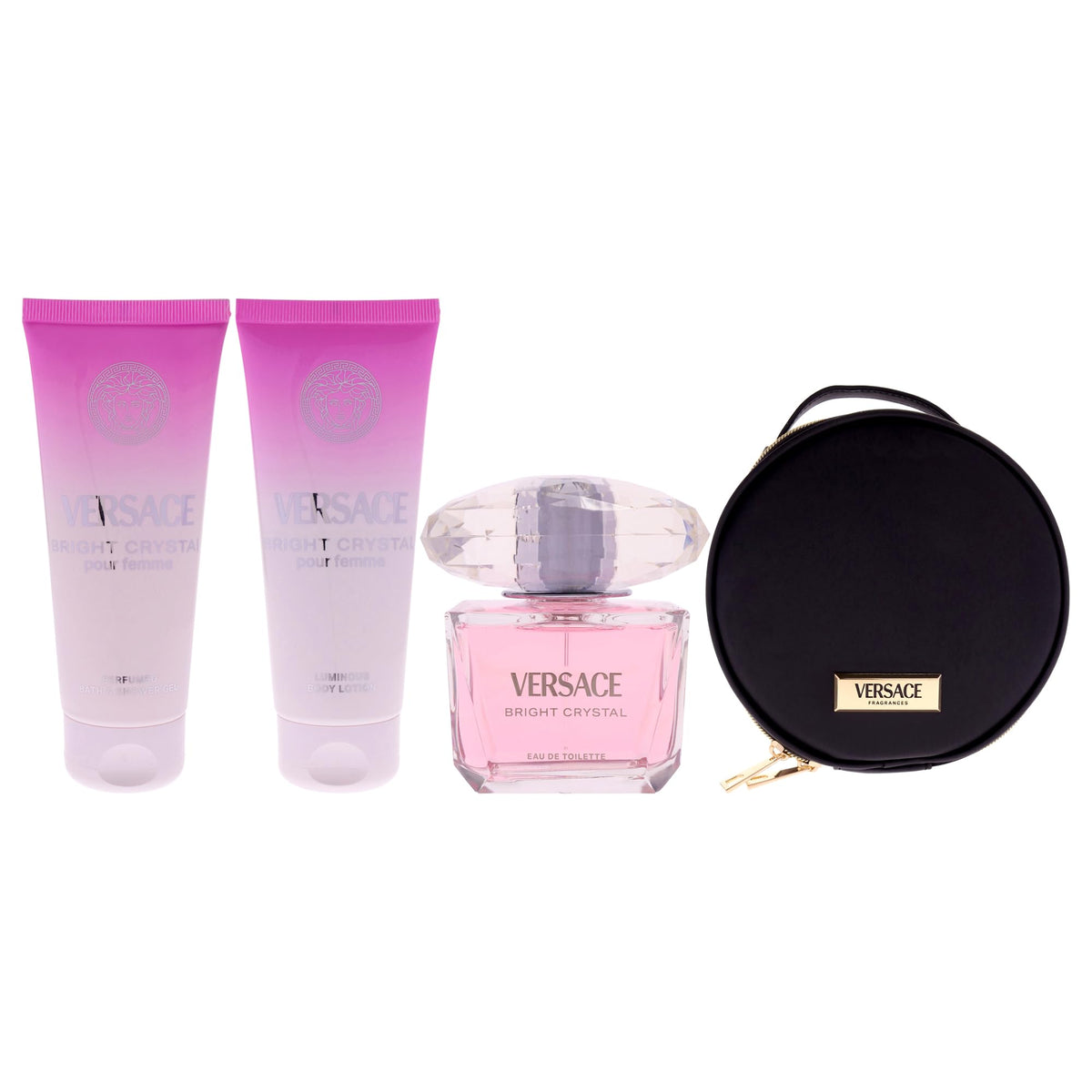 4 Pc Gift Set 3oz EDT Spray, 3.4oz Body Lotion, 3.4oz Shower Gel, Round Make Up Case X41001
