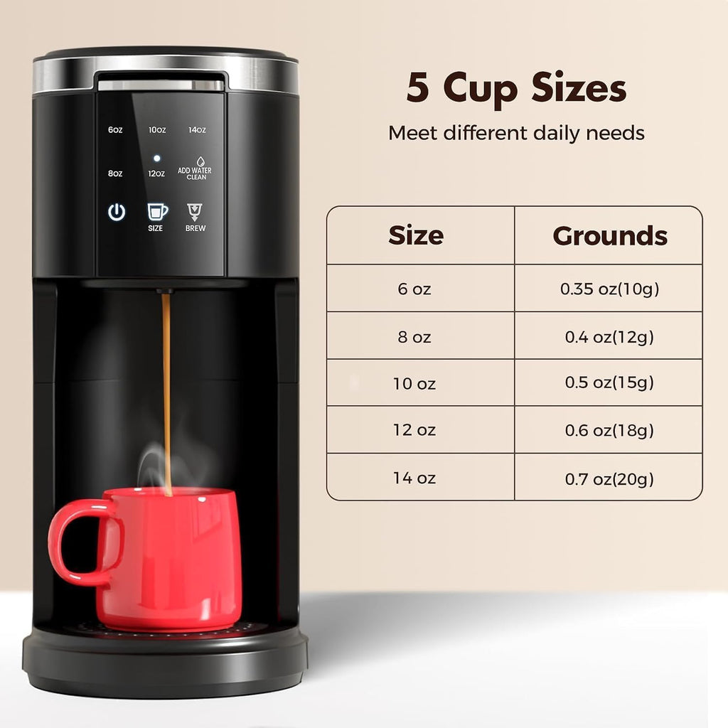 Single Serve 2 in 1 Coffee Maker with 40oz Removable Water Reservoir H456707
