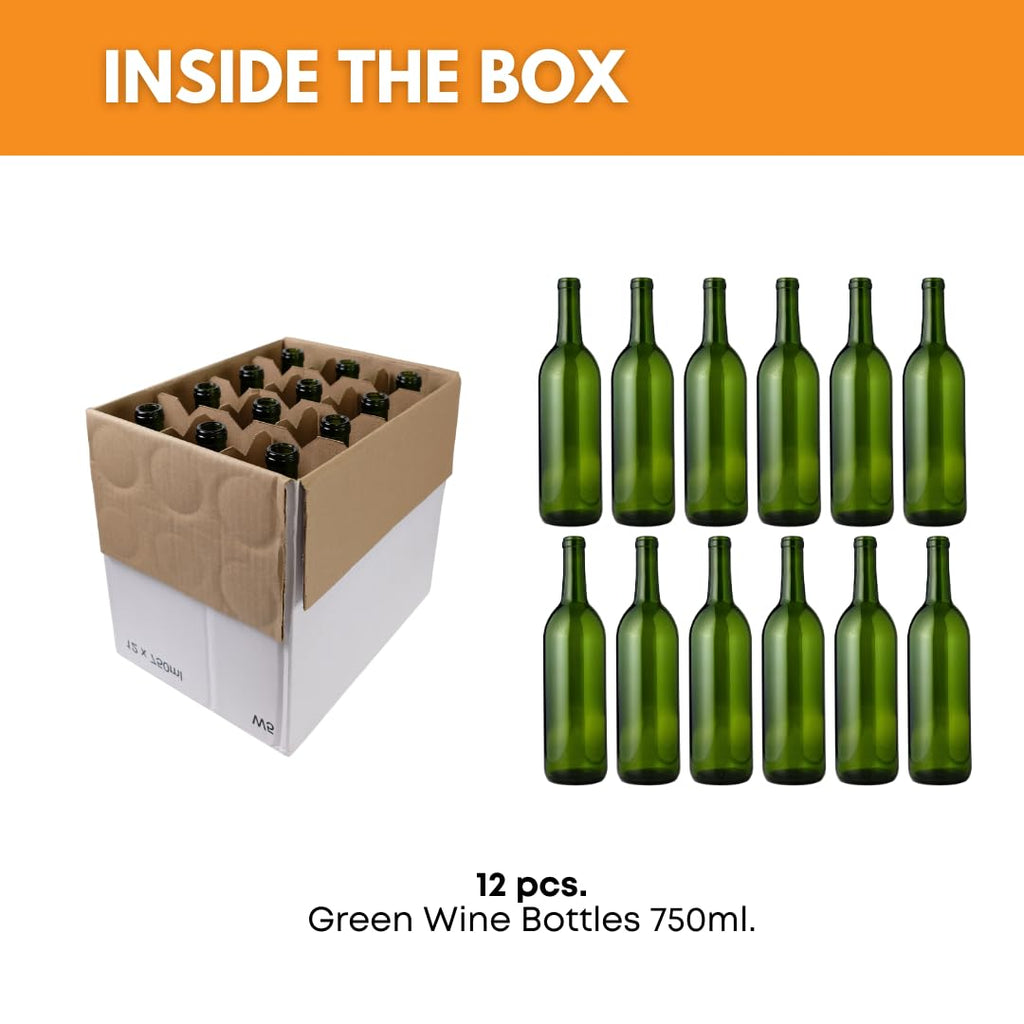 Green Wine Bottles 750ml 12-Pack U63110