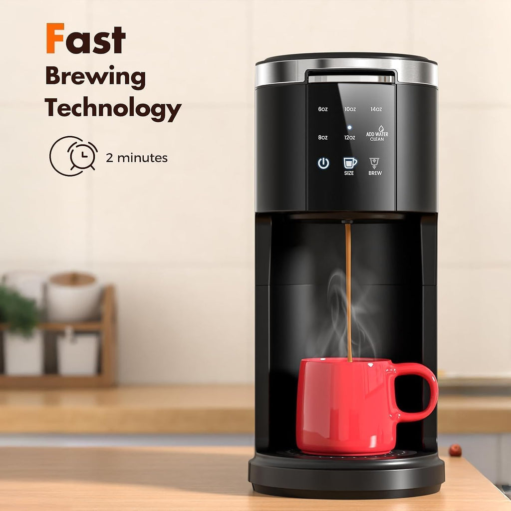 Single Serve 2 in 1 Coffee Maker with 40oz Removable Water Reservoir H456707