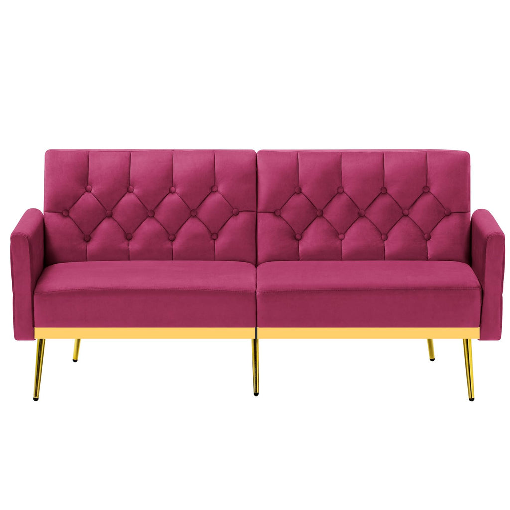 Velvet Sofa Bed with Adjustable Armrests & Backrests R448