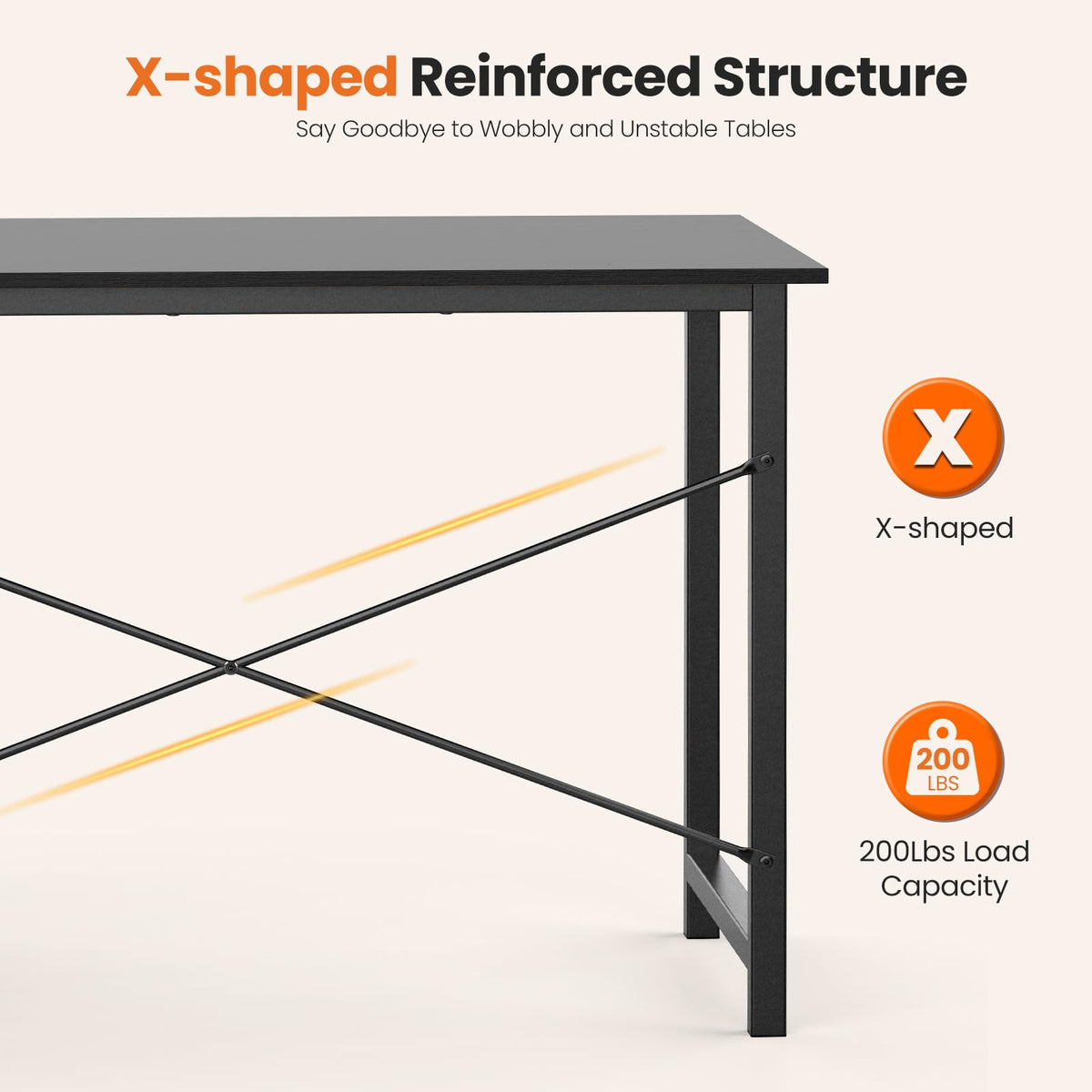 47 Inch Computer Desk with Drawers Black N364