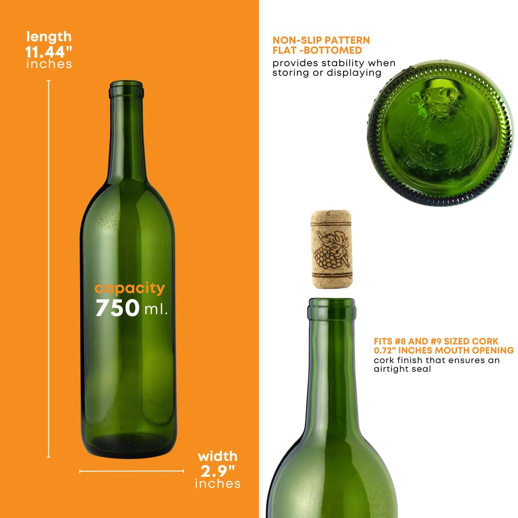 Green Wine Bottles 750ml 12-Pack U63110