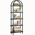 5 Tier Arched Wooden Bookshelf Metal Frame V223376