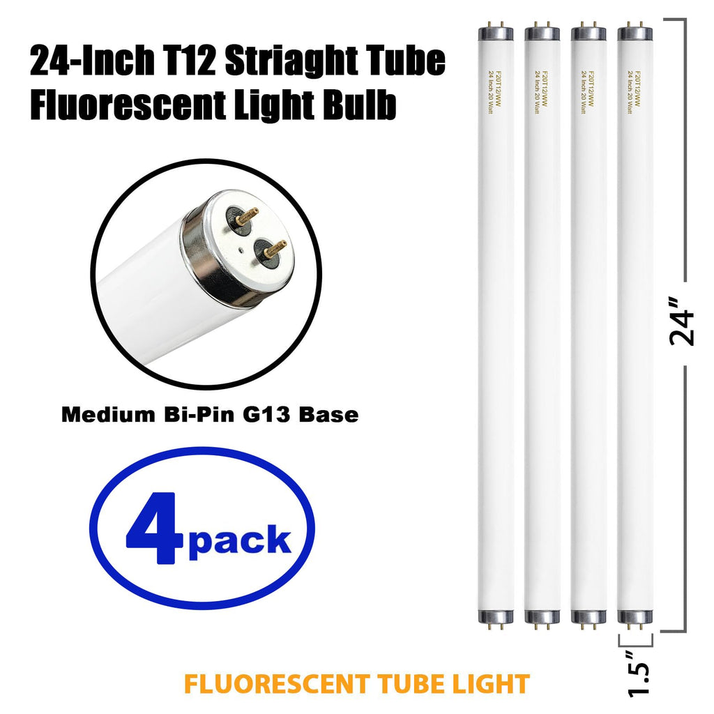 20 Watt Soft Warm White T12 Fluorescent Tube Light Bulb 24 Inch 4 Count I596916