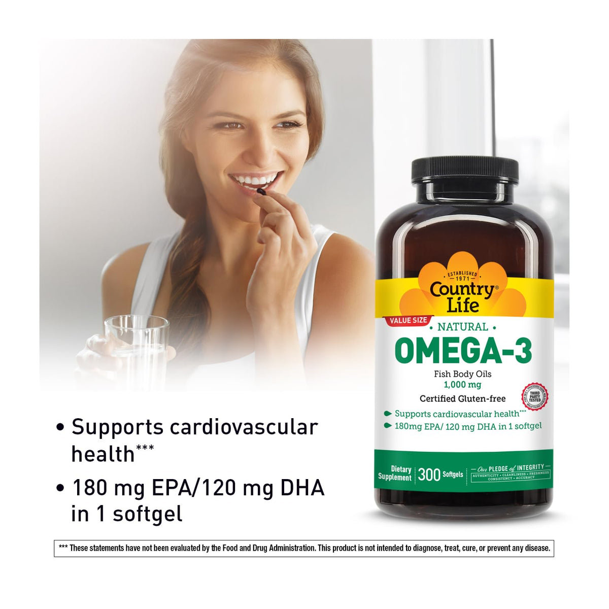 Omega-3 Fish Oil 1,000 mg 300 Softgels J33788