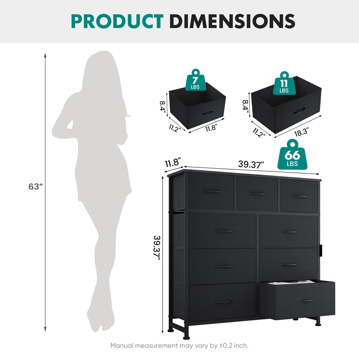 Black 9 Drawer Dresser E635451