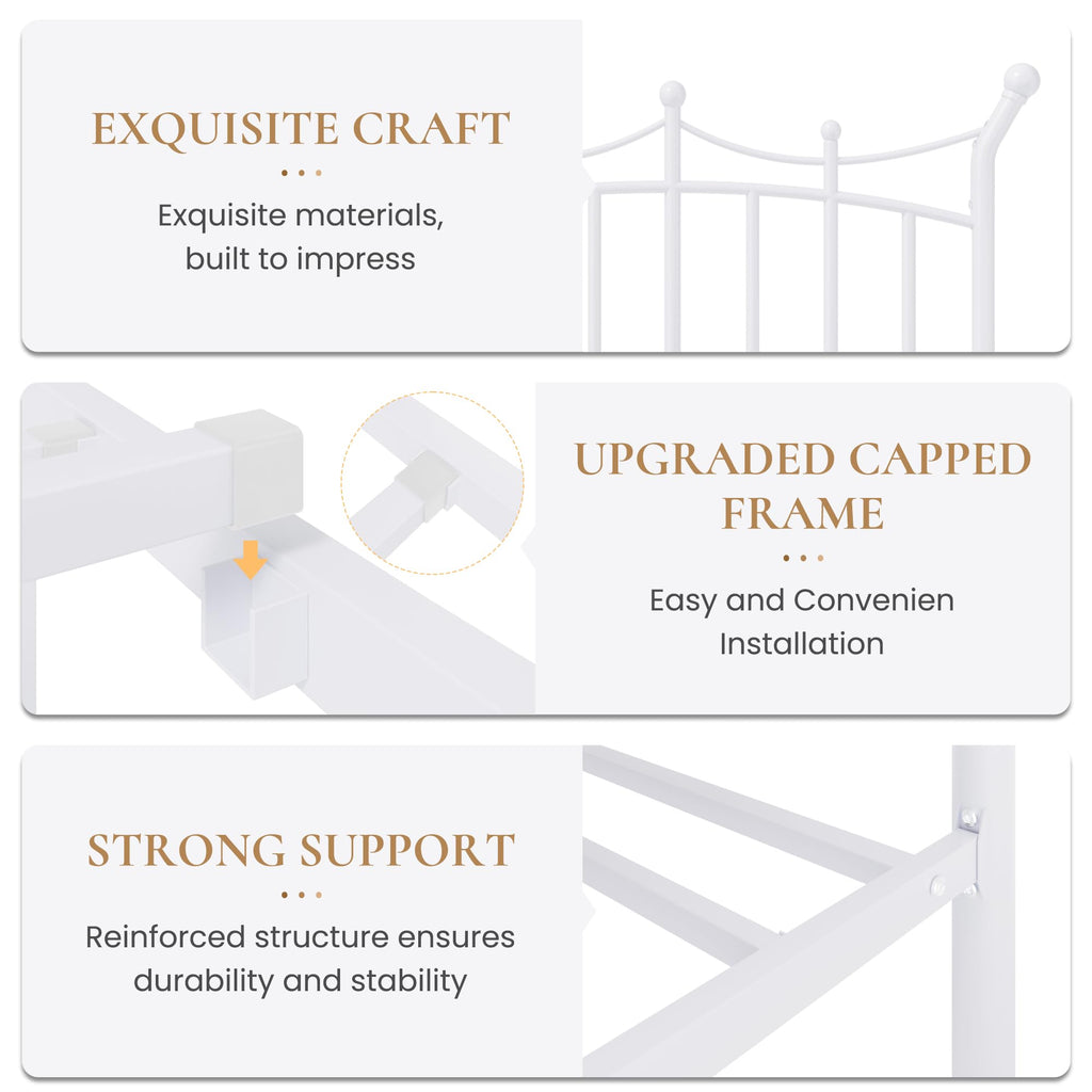 Twin Size White Metal Bed Frame F6098