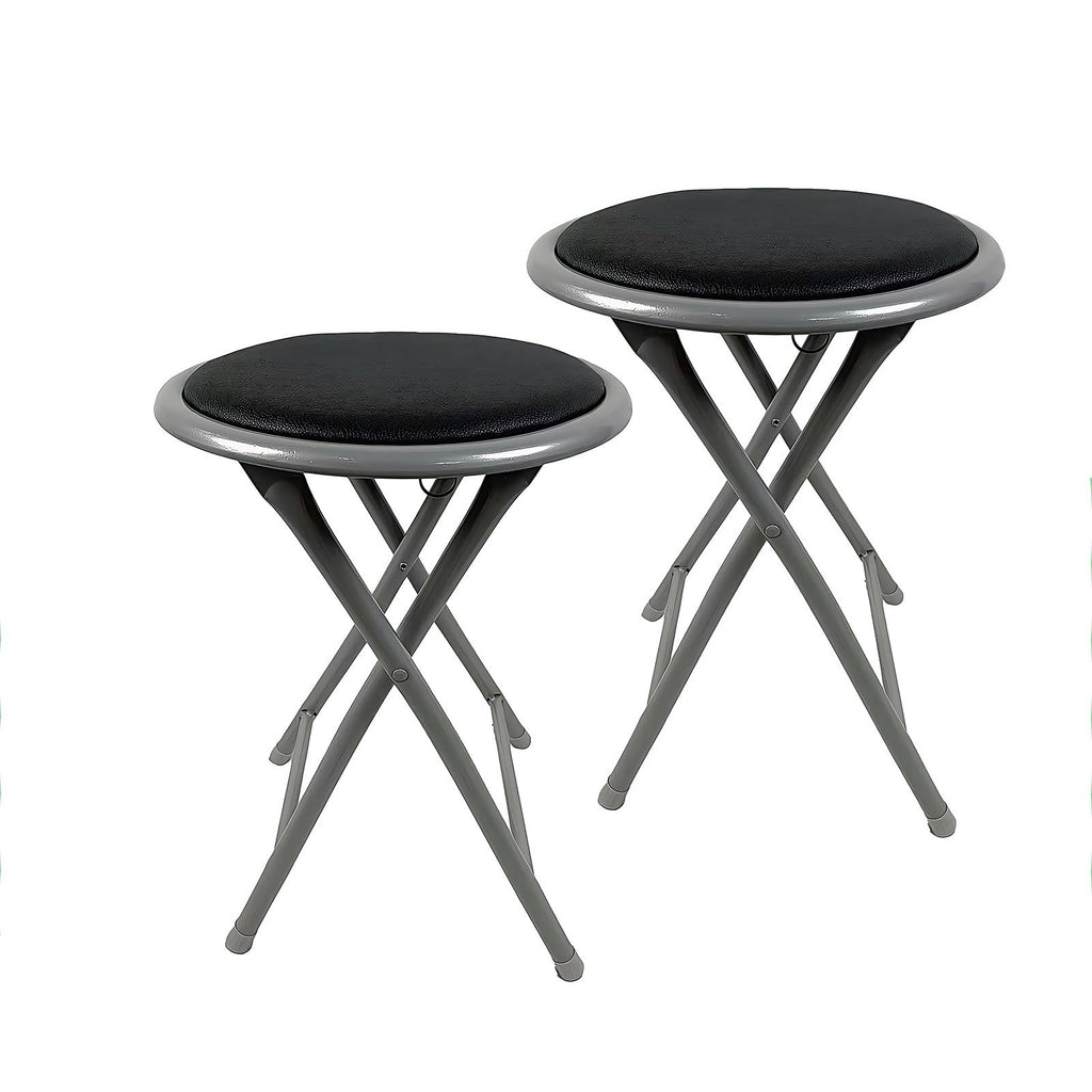 18 Inch Folding Bar Stool 2 Pcs with Footrest Black N520