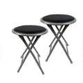 18 Inch Folding Bar Stool 2 Pcs with Footrest Black N520