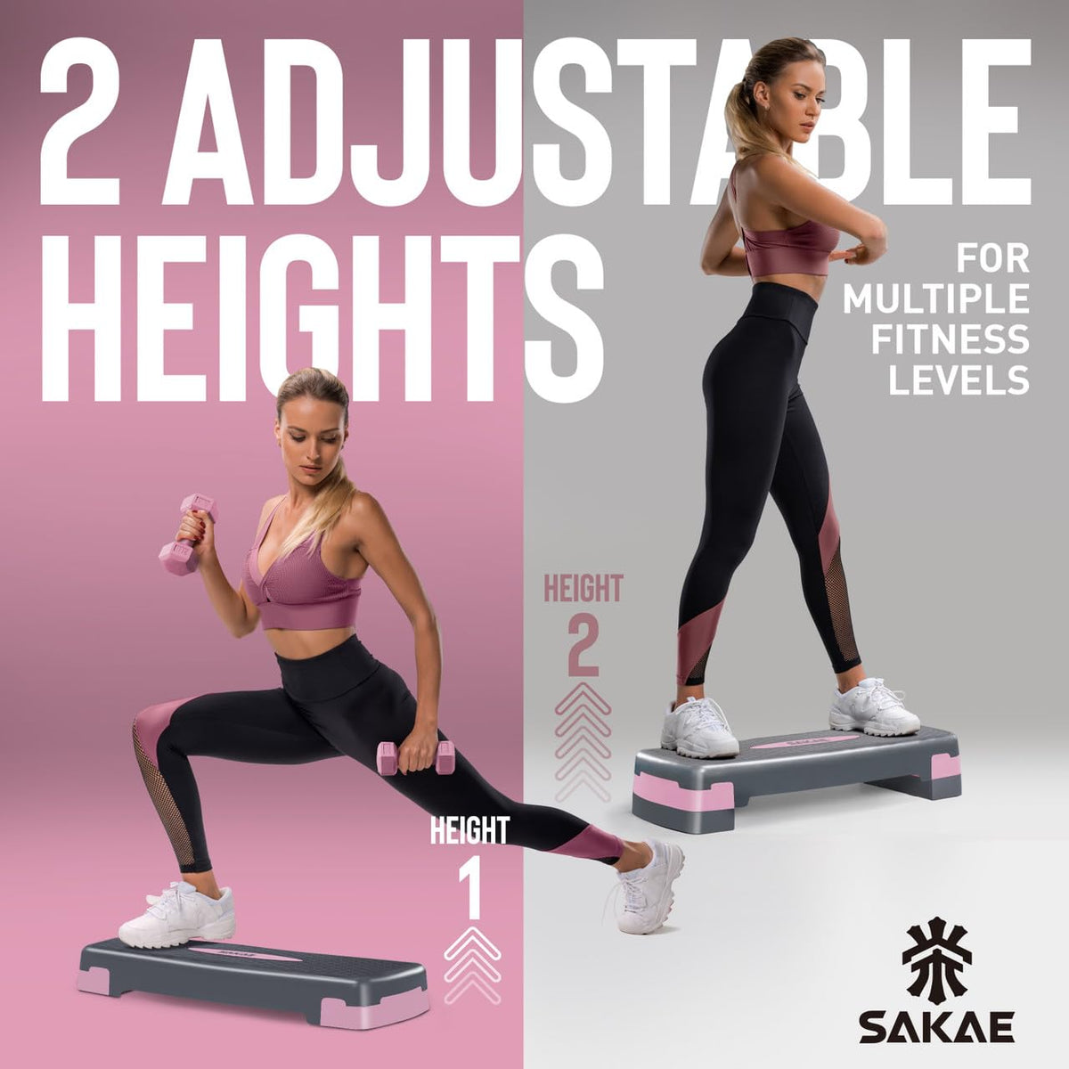 Adjustable Non-Slip Step Aerobics Platform Set V149