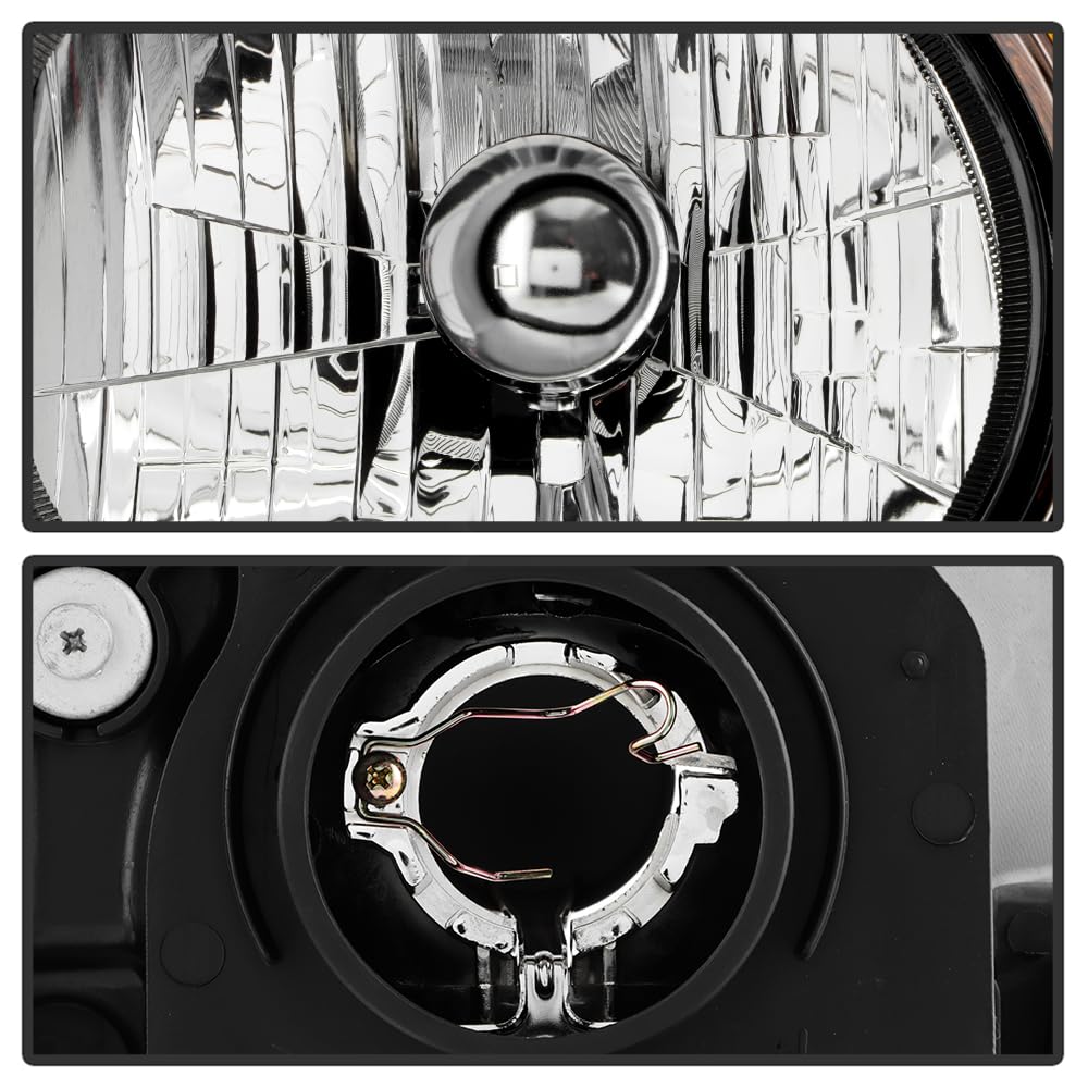 Black Headlights Headlamps Pair Set Driver & Passenger V398