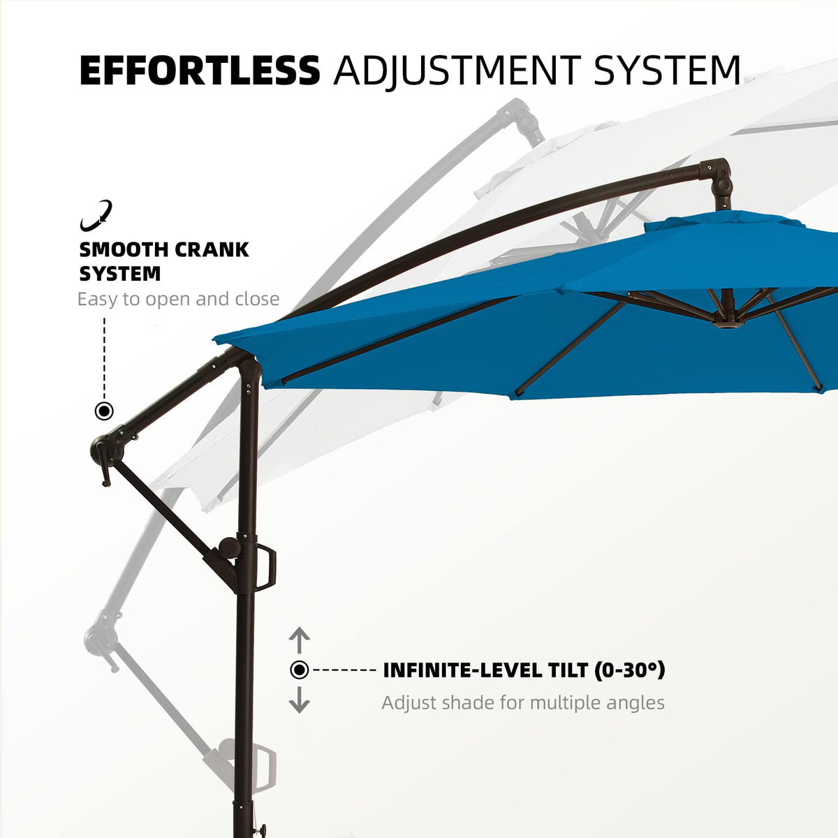 10ft Blue Offset Cantilever Patio Umbrella with Base M2799