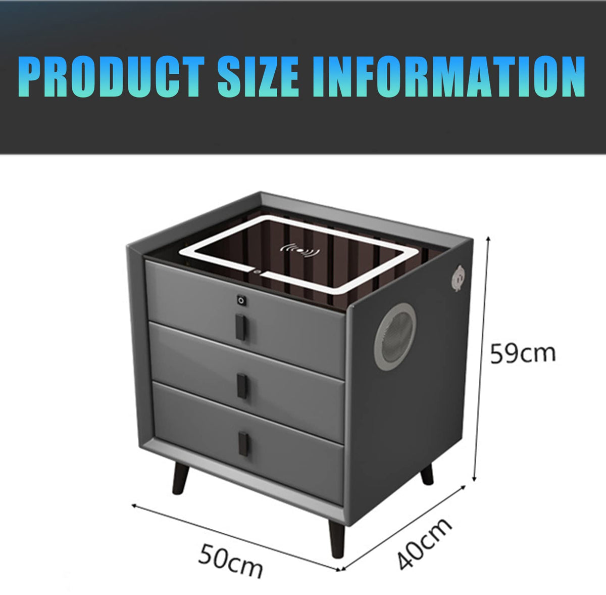 Orange 3 Drawer Wooden Nightstand with Wireless Charging Y8722