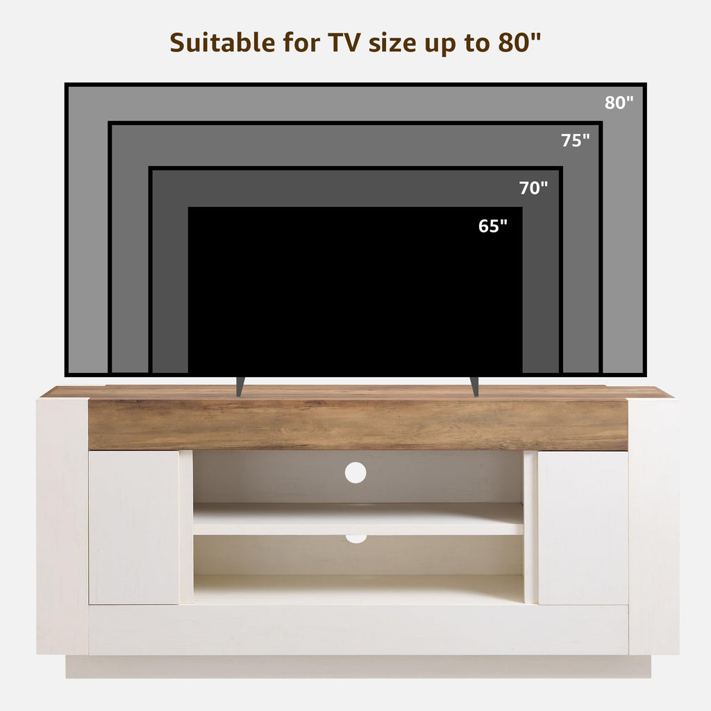 70" Antique White TV Stand A404