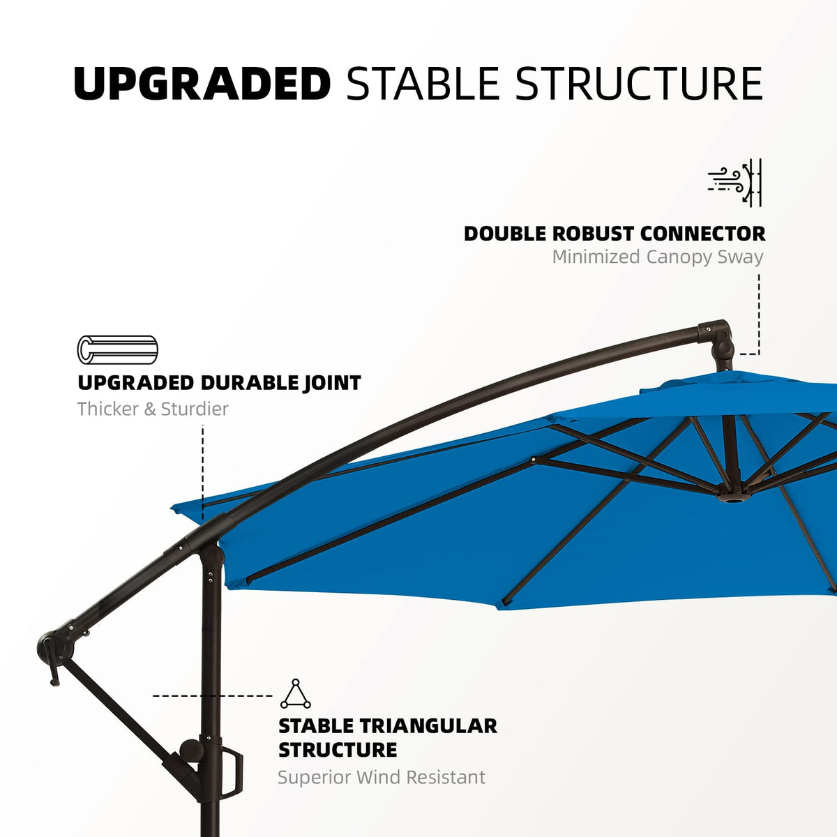 10ft Blue Offset Cantilever Patio Umbrella with Base M2799