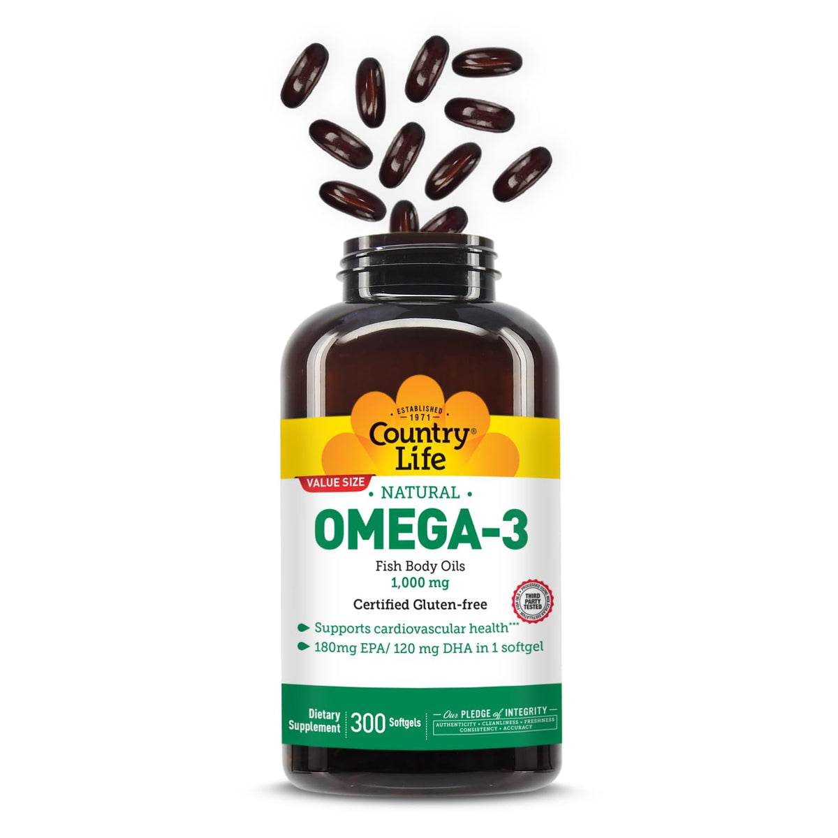Omega-3 Fish Oil 1,000 mg 300 Softgels J33788