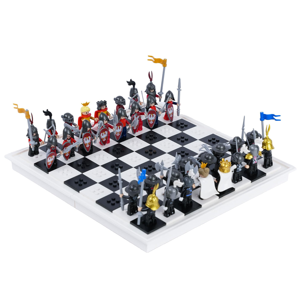 32PCS Medieval Knight Chess Building Blocks Set with Chess Board L760355