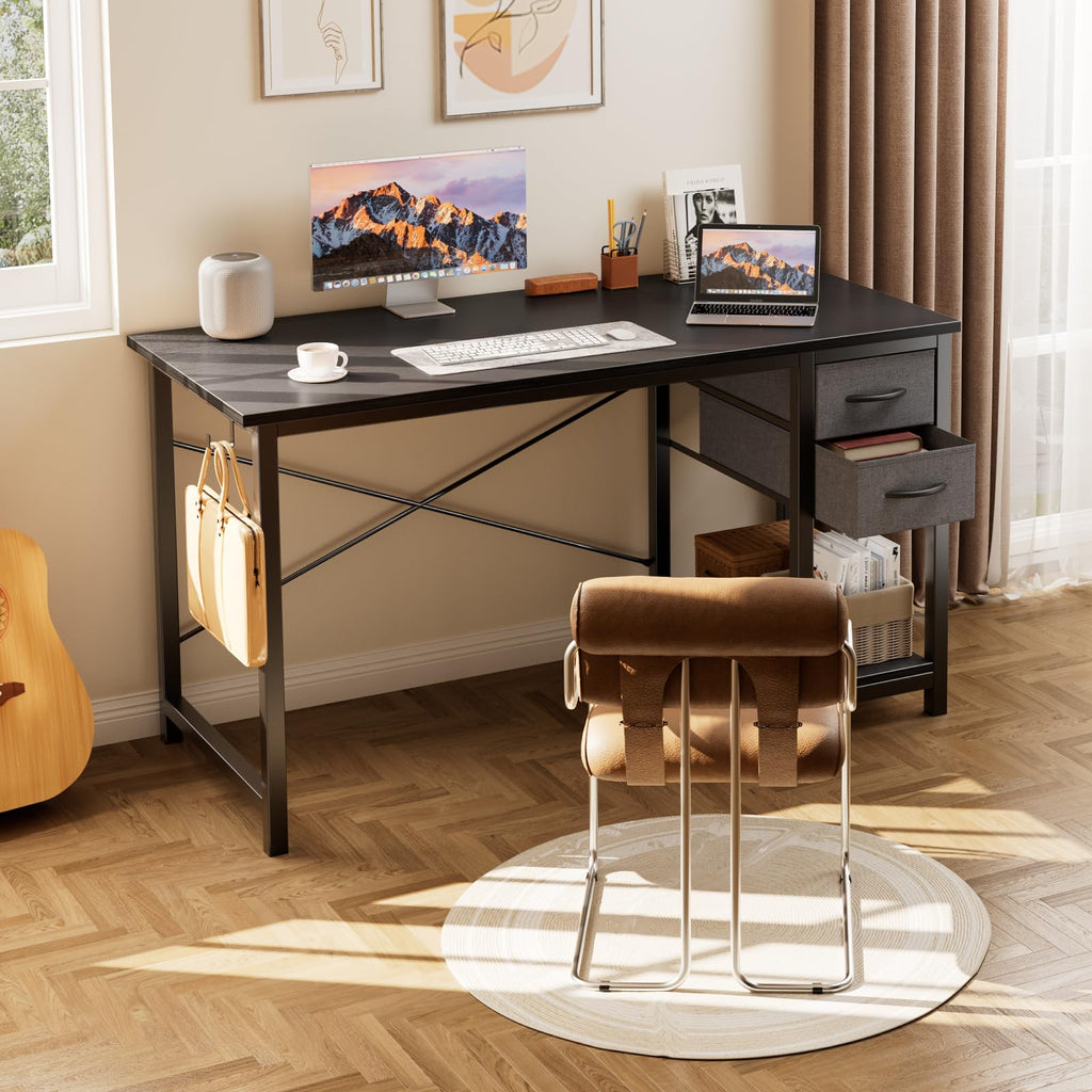 47 Inch Computer Desk with Drawers Black N364