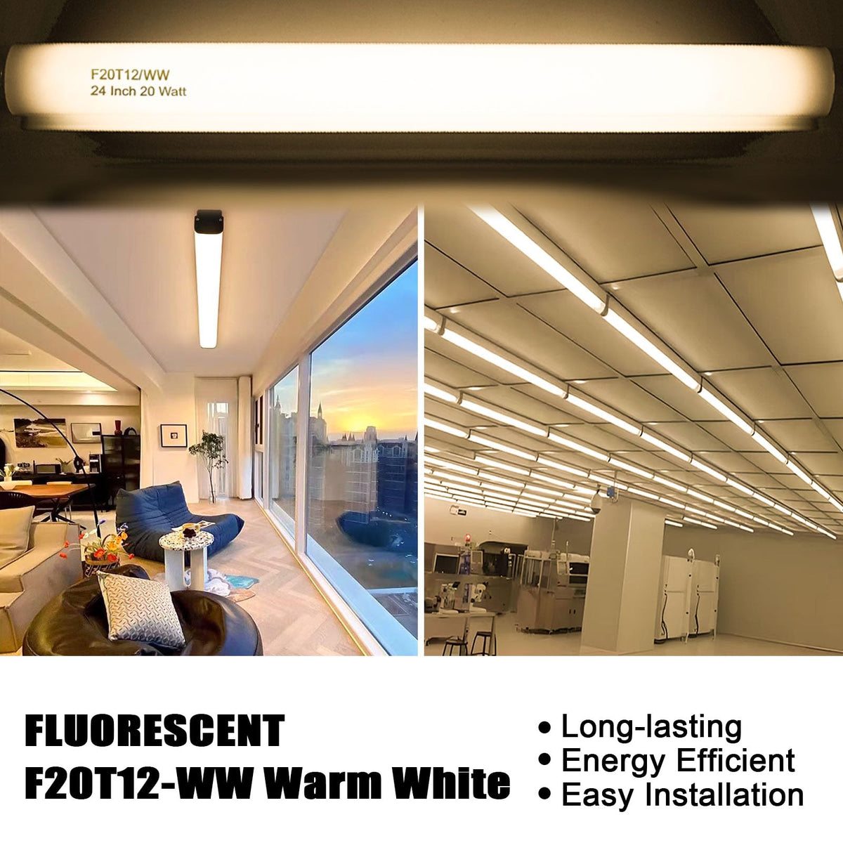 20 Watt Soft Warm White T12 Fluorescent Tube Light Bulb 24 Inch 4 Count I596916