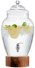 Glass Beverage Dispenser with Wood Base, 3 Gallon W99769