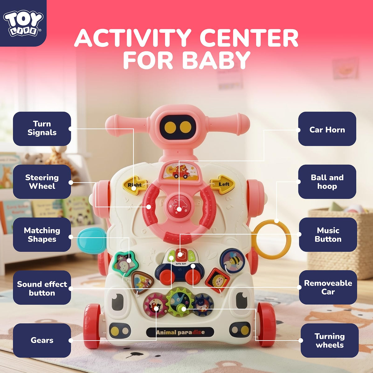 3-in-1 Baby Push Walker Sit to Stand Activity Table E66699