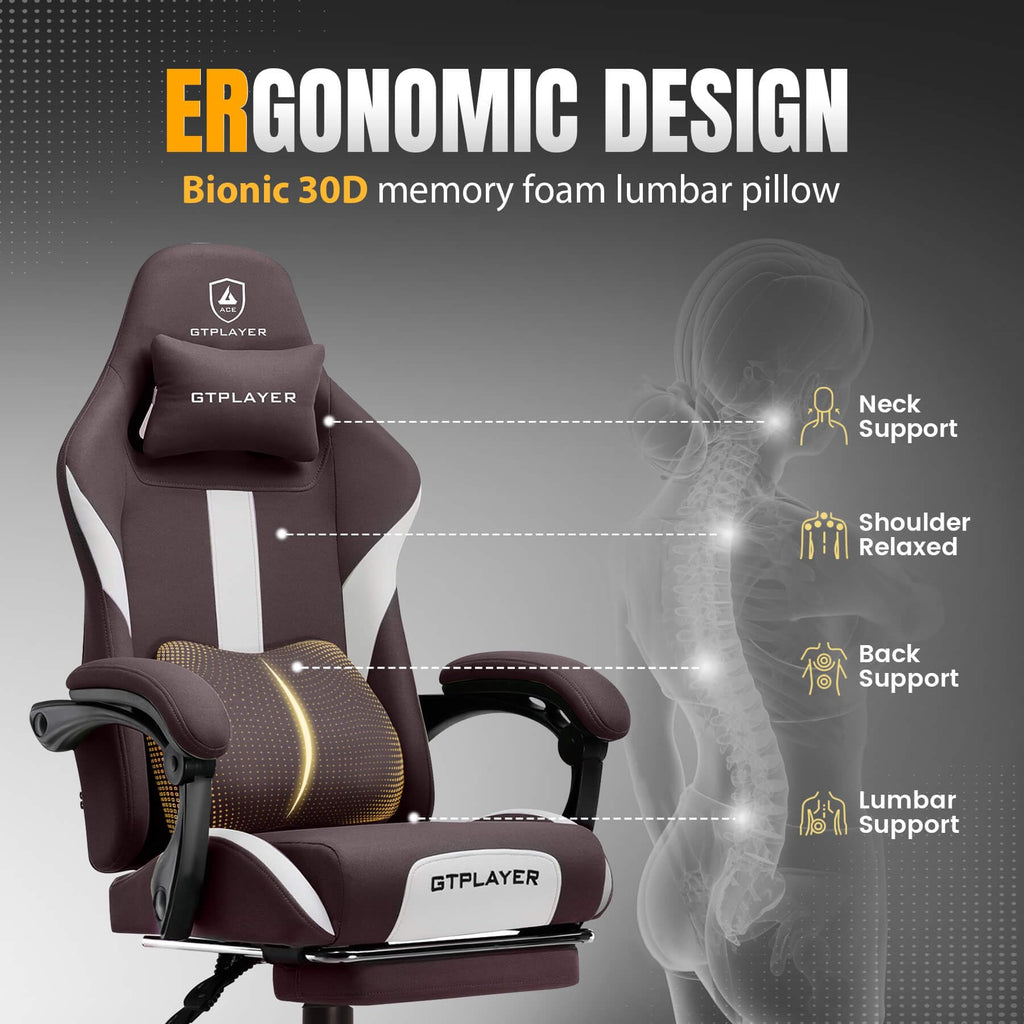 Brown Ergonomic Gaming Chair with Foot Rest Y693