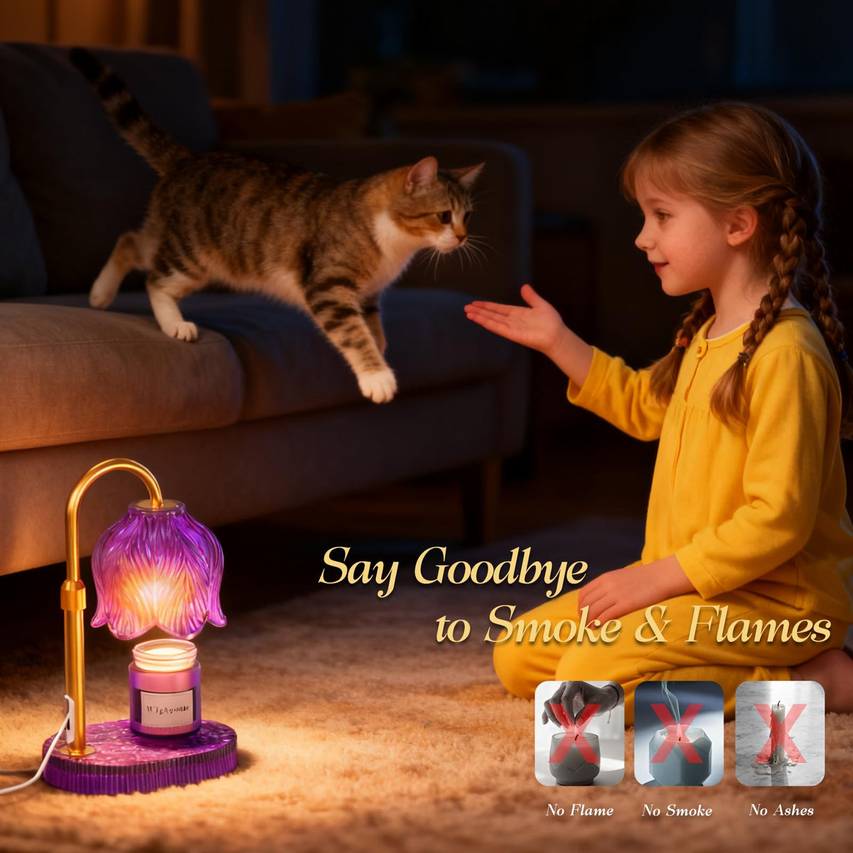 Flower Candle Warmer Lamp with Timer G318