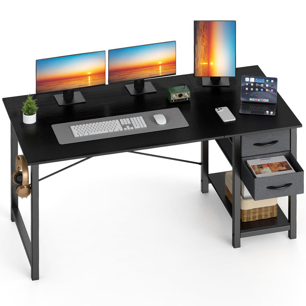 47 Inch Computer Desk with Drawers Black N364