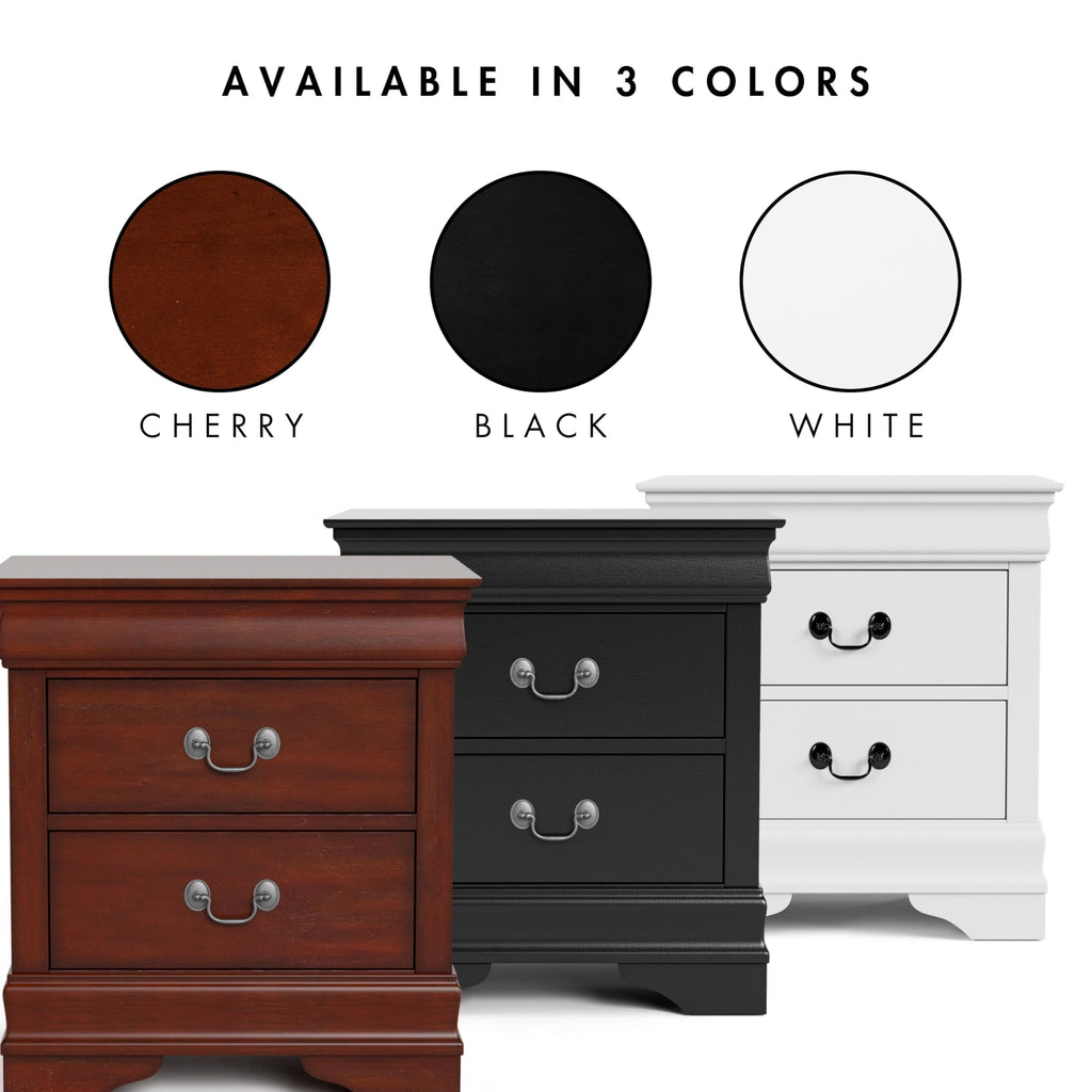Solid Wood Nightstand with Drawers and Antique Nickle Handles B4738