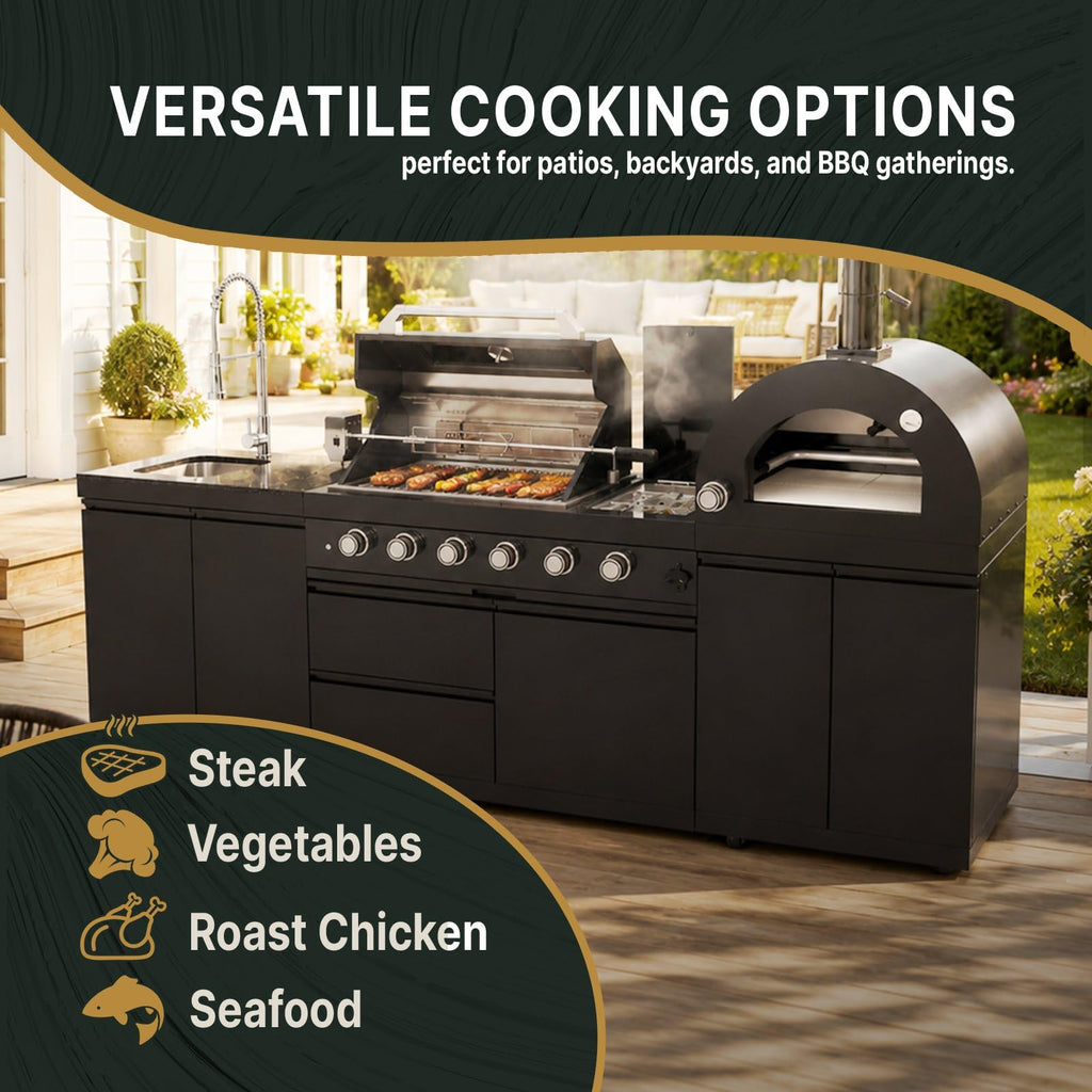 106" Propane BBQ Grill with Pizza Oven T720975