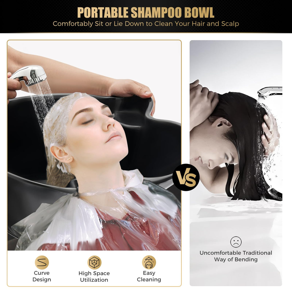 Portable Shampoo Bowl with Electric Pump, Height Adjustable Hair Washing Basin X51054
