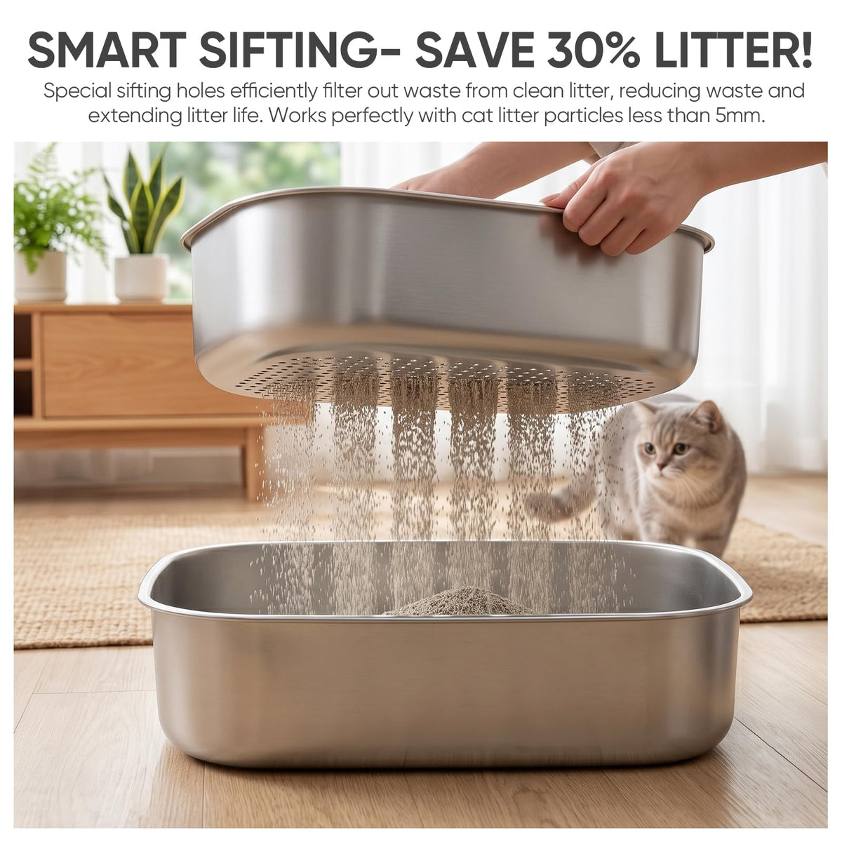 Stainless Steel Sifting Litter Box with Lid M67086