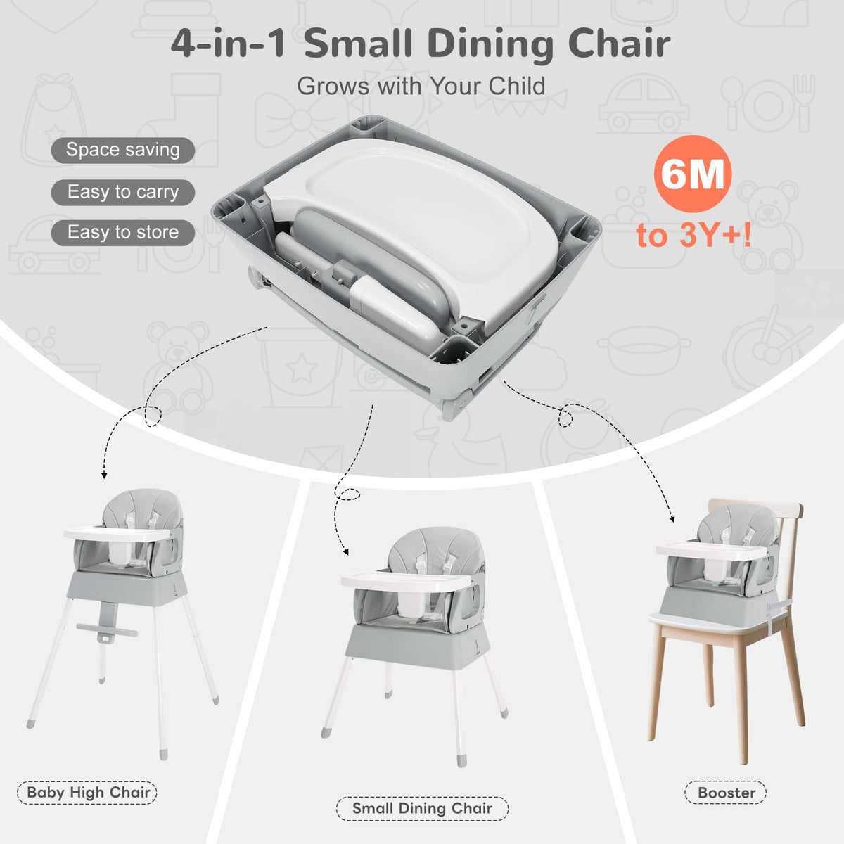 4 in 1 Portable Convertible High Chair A678977