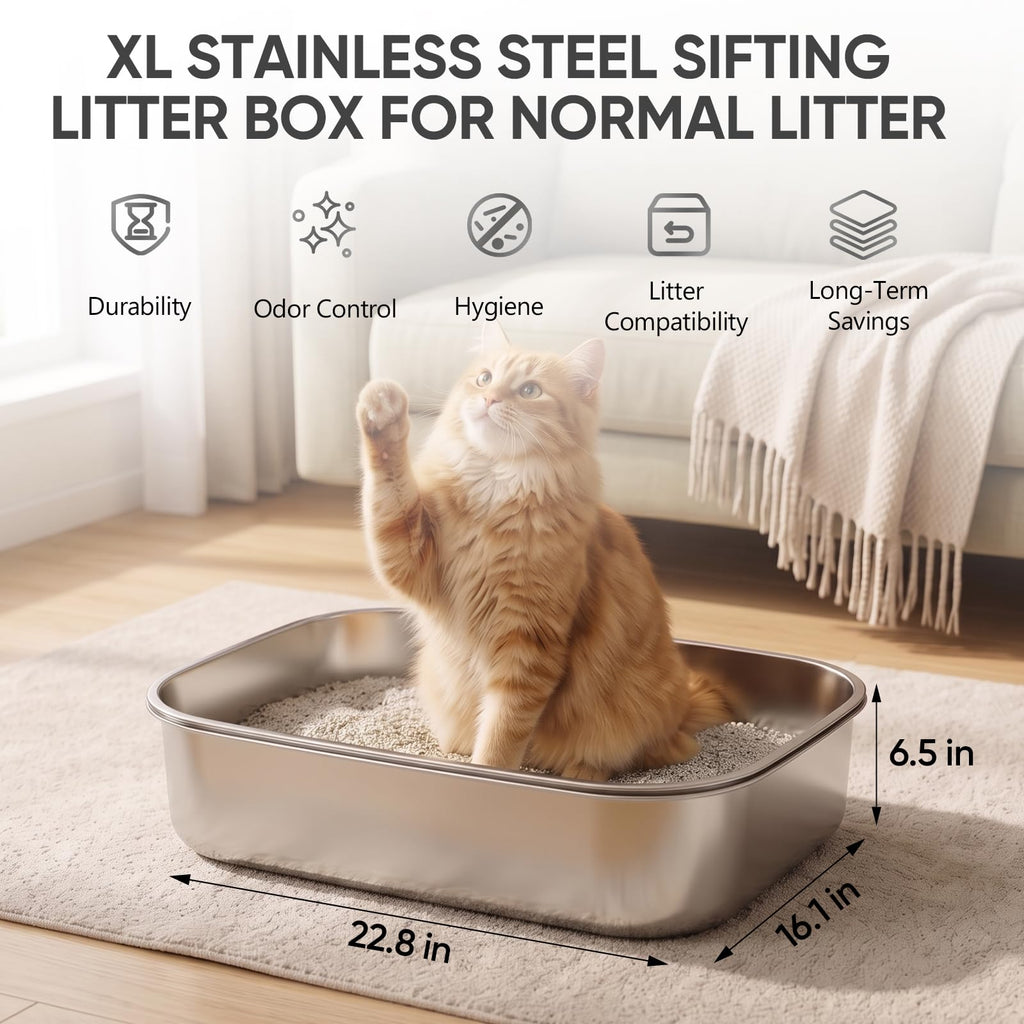 Stainless Steel Sifting Litter Box with Lid M67086