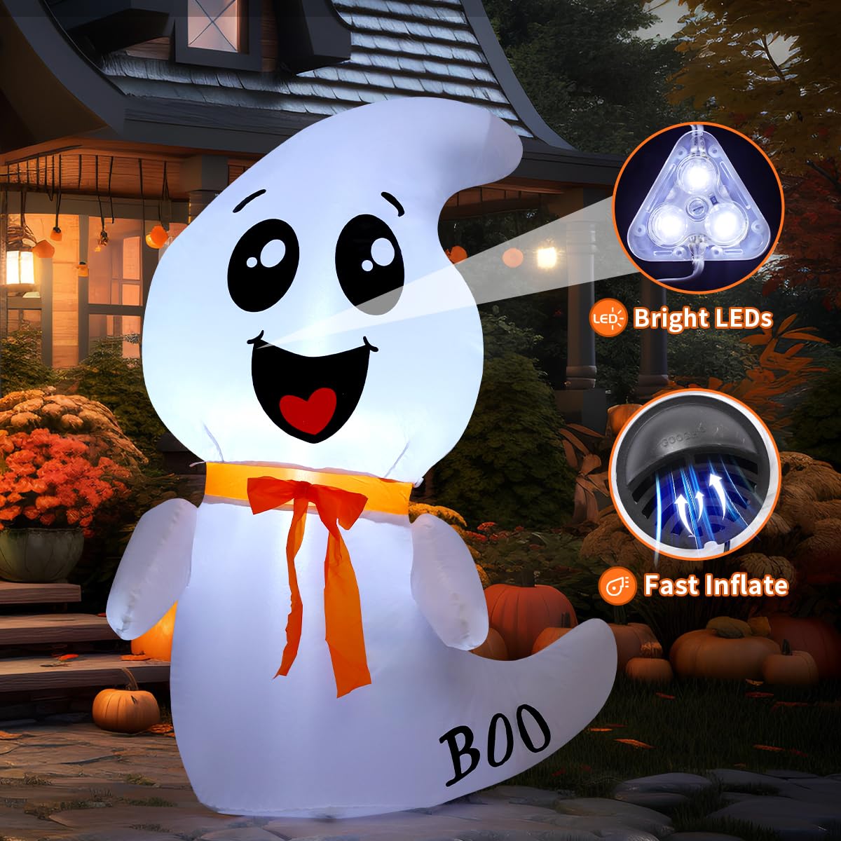 4 FT Inflatable Ghost with Built-in LEDs Q981019