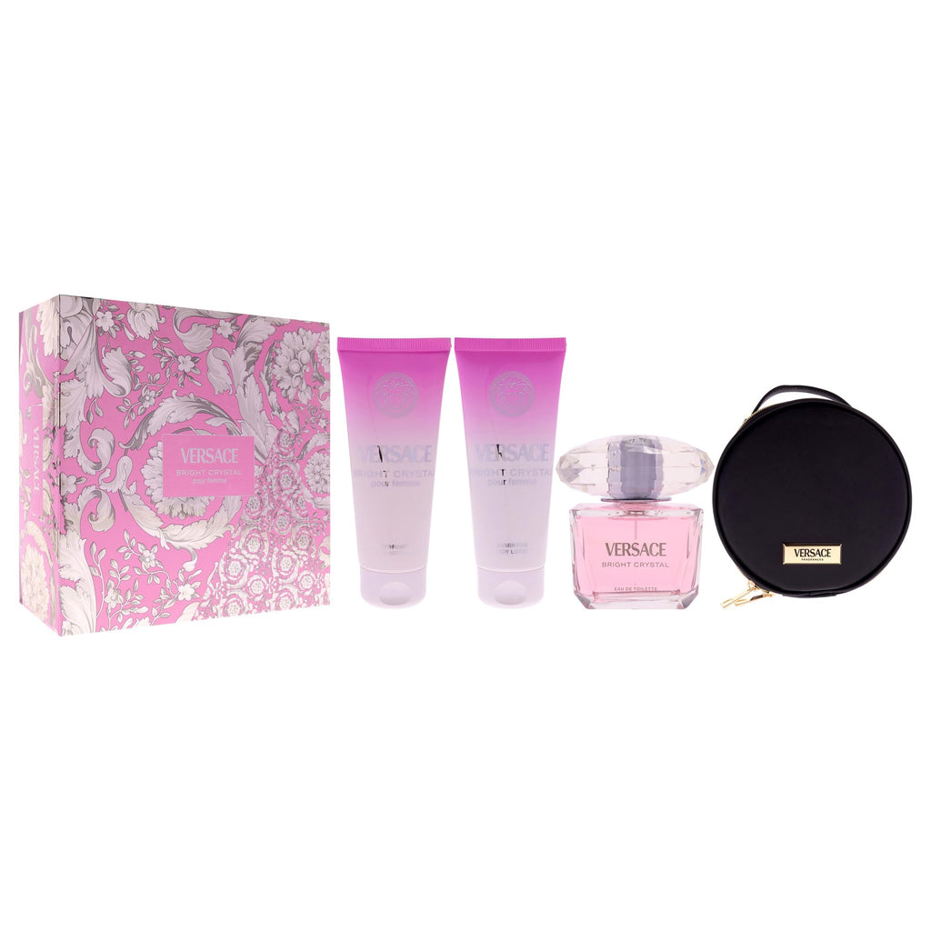 4 Pc Gift Set 3oz EDT Spray, 3.4oz Body Lotion, 3.4oz Shower Gel, Round Make Up Case X41001